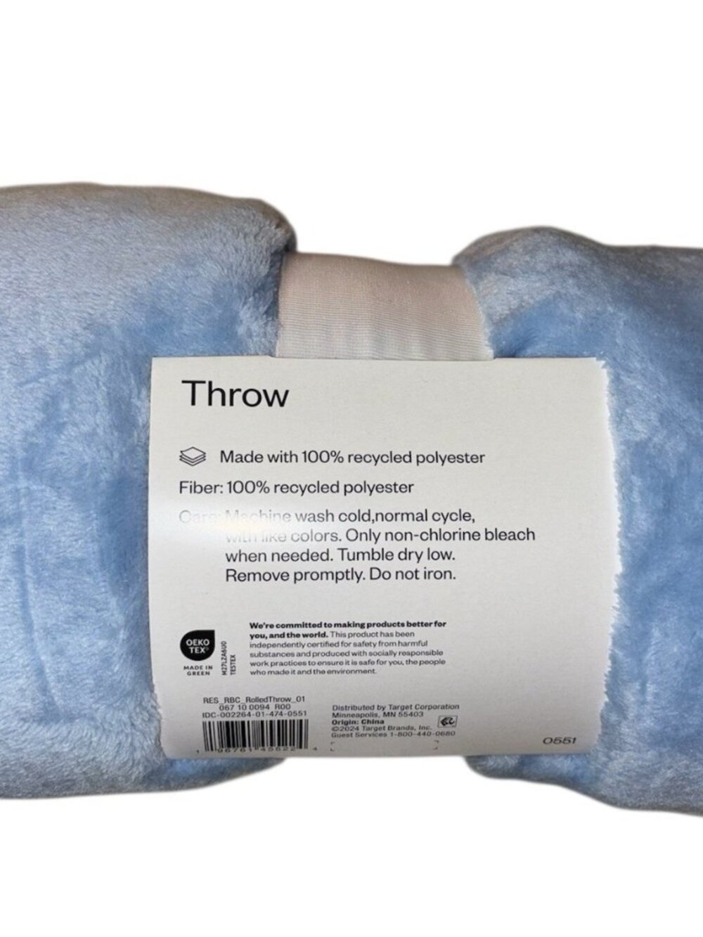 Room Essentials Light Blue Throw Blanket 50x60 Plush Polyester NEW Cozy - Picture 4 of 4